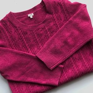 J. Crew Factory pink wool blend cable knit sweater